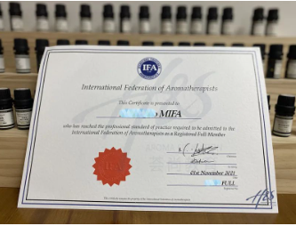 IFA国际芳香疗法文凭芳疗师会员证书